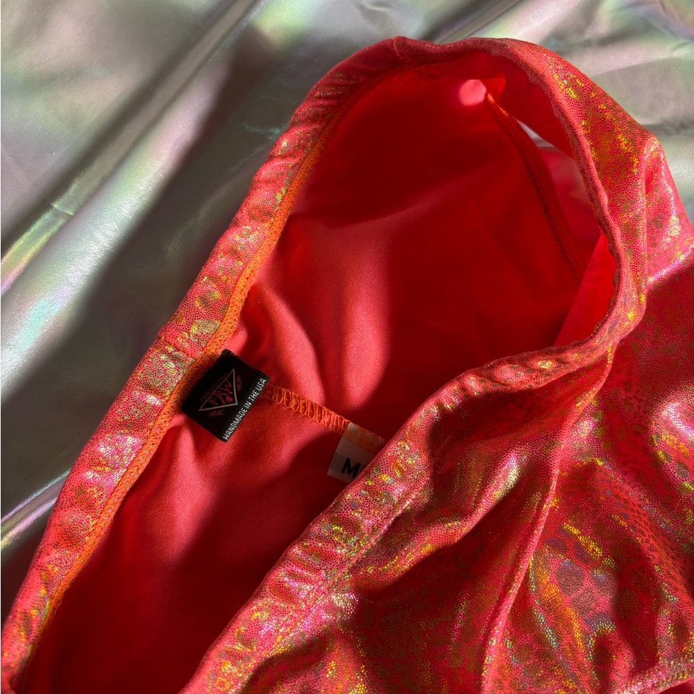Freedom Rave Wear Metallic Orange Rave Bottoms – M ✨